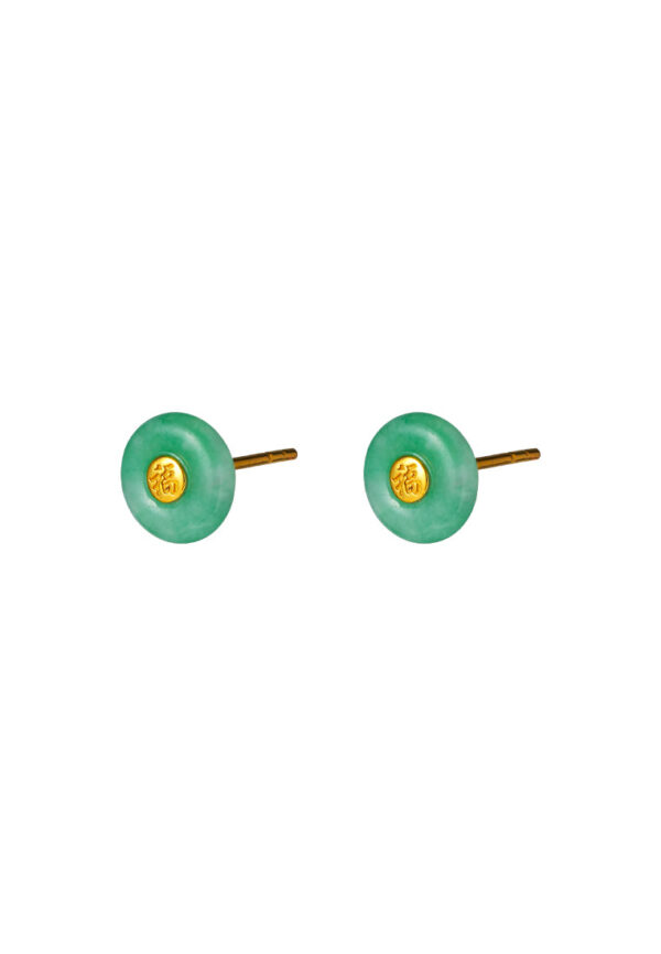 TOMEI Blissfully Jade Earrings, Yellow Gold 750