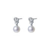 TOMEI Pearl With Diamond Earrings, White Gold 750