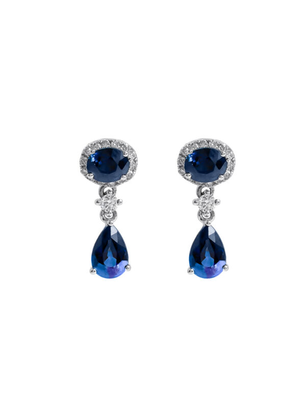 TOMEI Blue Sapphire Earrings, White Gold 750