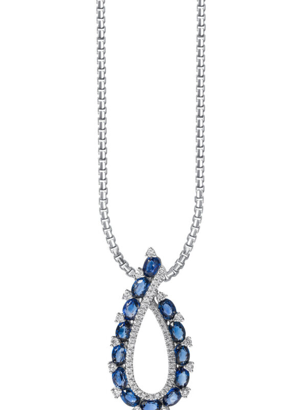 TOMEI Blue Sapphire Pendant, White Gold 750