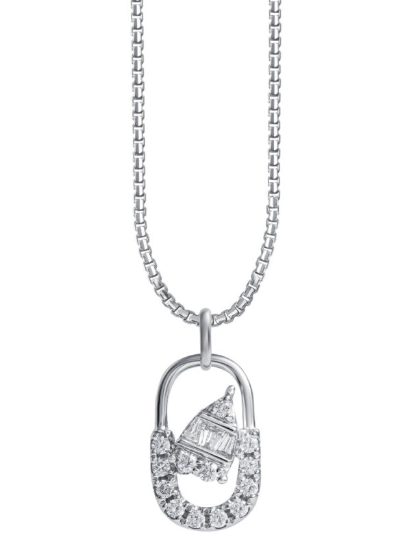 TOMEI Opulent Ovals Collection Diamond Pendant Set, White Gold 585