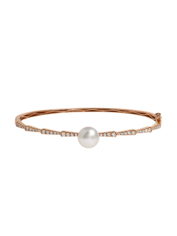 TOMEI Luminous Akoya Pearl Bangle, Rose Gold 750