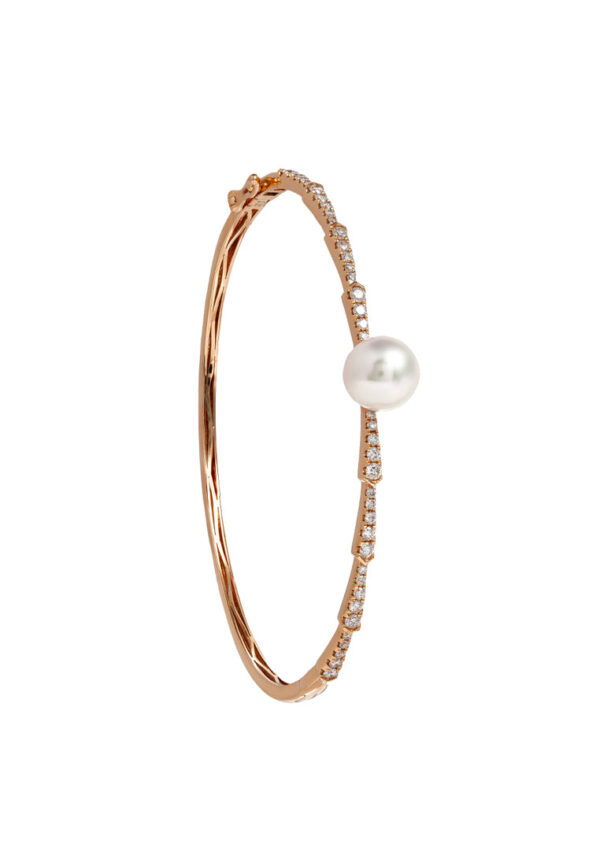 TOMEI Luminous Akoya Pearl Bangle, Rose Gold 750