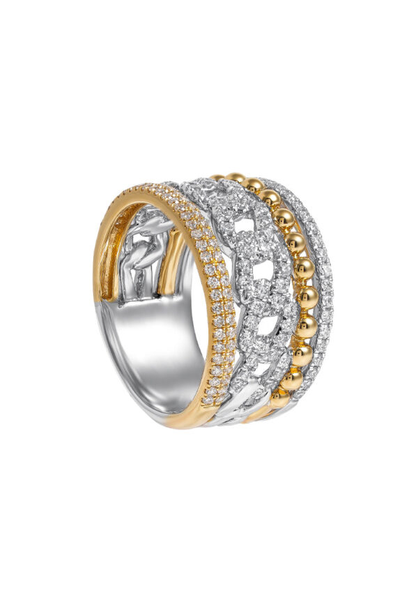 TOMEI Diamond Ring, White+Yellow Gold 750