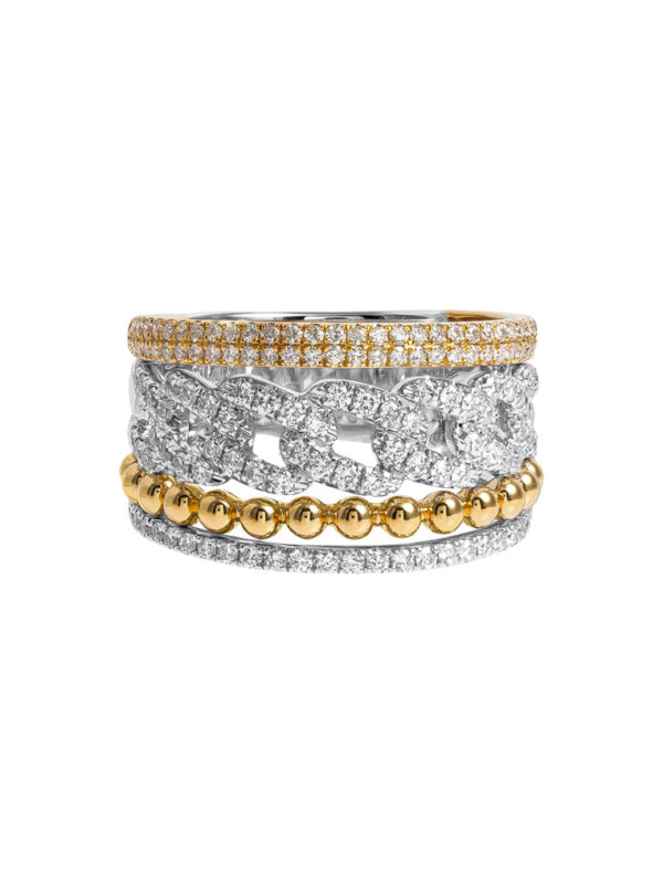 TOMEI Diamond Ring, White+Yellow Gold 750