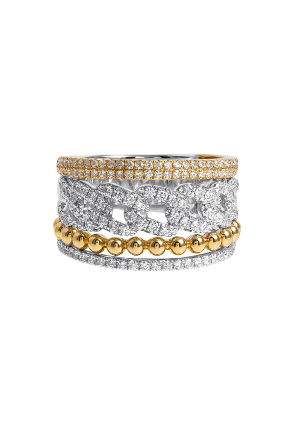 TOMEI Diamond Ring, White+Yellow Gold 750