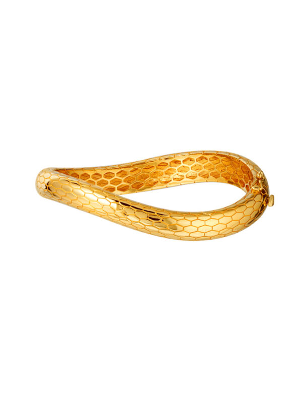 TOMEI Patterned Curvy Bangle, Yellow Gold 916