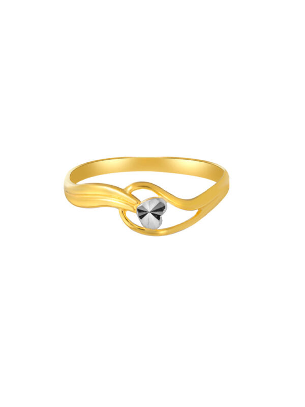 TOMEI Dual-Tone Lasered Heart Ring, Yellow Gold 916
