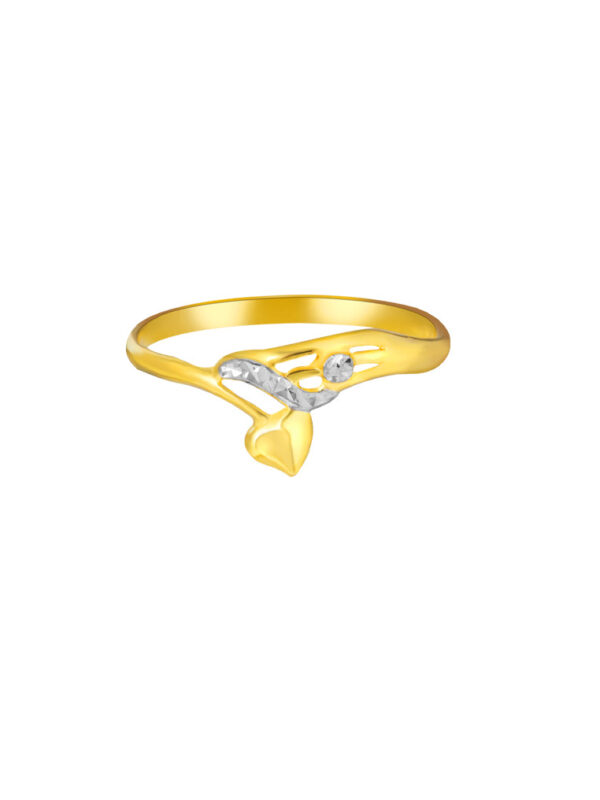 TOMEI Dual-Tone Mini Heart Ring, Yellow Gold 916