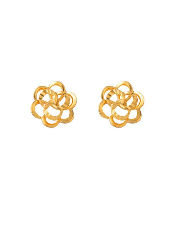 TOMEI Curling Petals Earrings, Yellow Gold 916