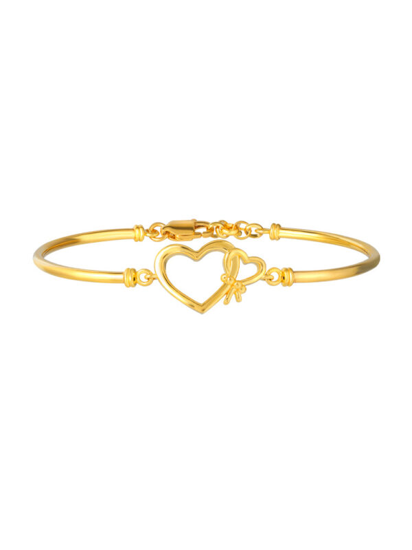 TOMEI Duo Heart Bangle, Yellow Gold 916