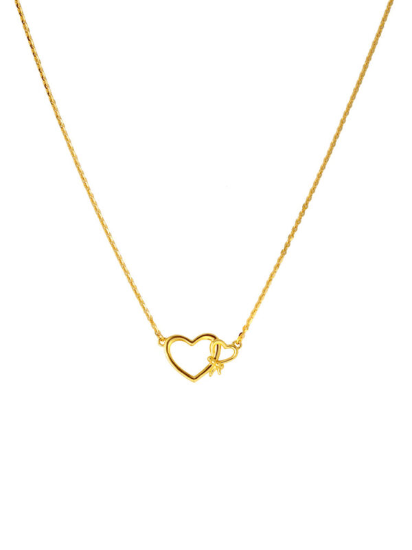 TOMEI Duo Heart Necklace, Yellow Gold 916