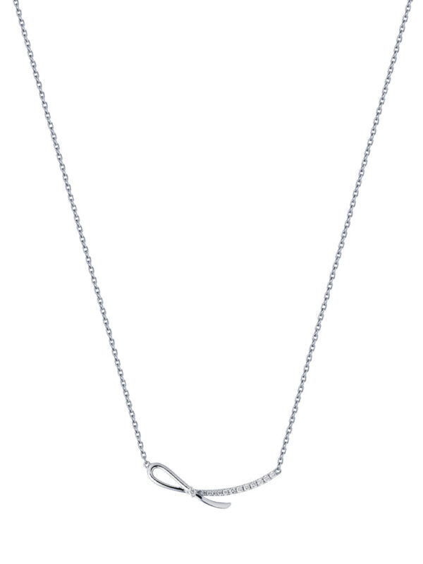 TOMEI Lovely Ribband Necklace, White Gold 750