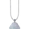 TOMEI Buddha Jade Pendant, White Gold 750