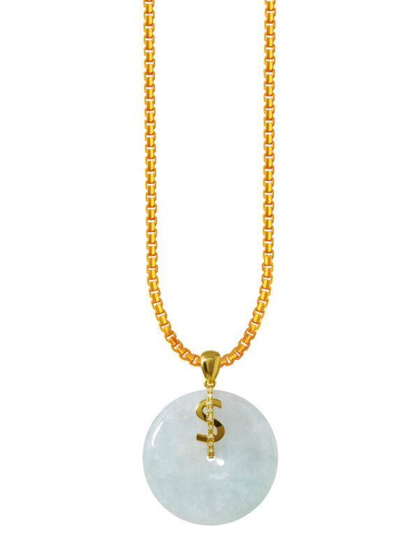 TOMEI Money Symbol Jade Pendant, White Gold 750