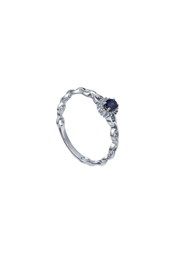 TOMEI Blue Sapphire Diamond Ring, White Gold 750