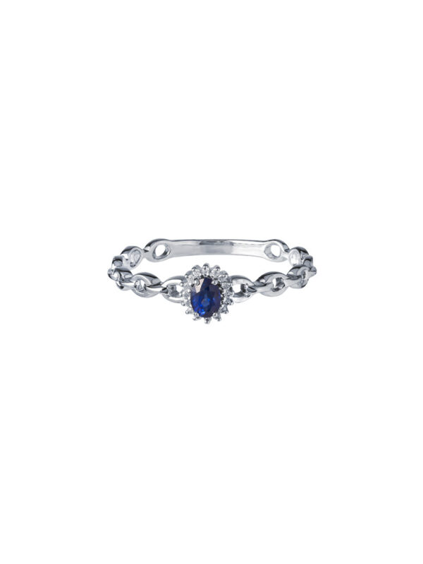 TOMEI Blue Sapphire Diamond Ring, White Gold 750