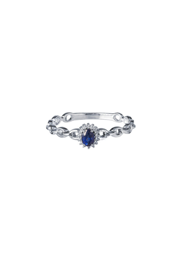 TOMEI Blue Sapphire Diamond Ring, White Gold 750