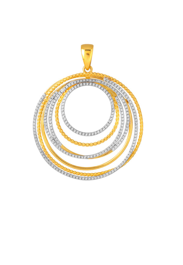 TOMEI Diamond Cut Collection Circular Pendant, Yellow Gold 916