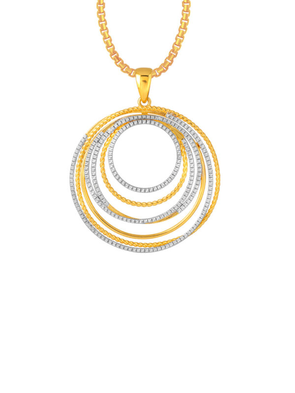 TOMEI Diamond Cut Collection Circular Pendant, Yellow Gold 916