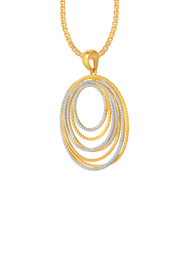 TOMEI Diamond Cut Collection Circular Pendant, Yellow Gold 916