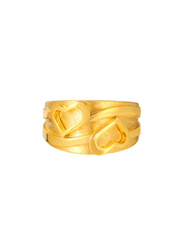 TOMEI Duo Heart Printed Ring, Yellow Gold 916