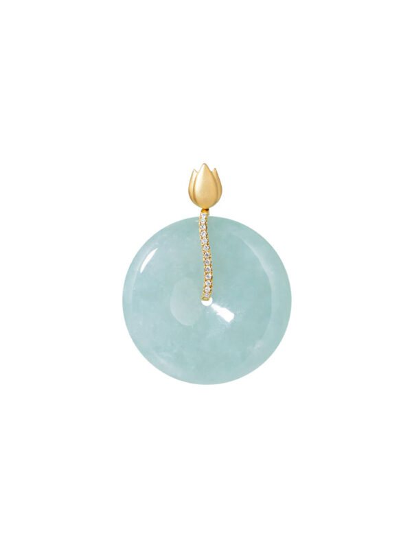 TOMEI Budding Flower Jade Pendant, Yellow Gold 750