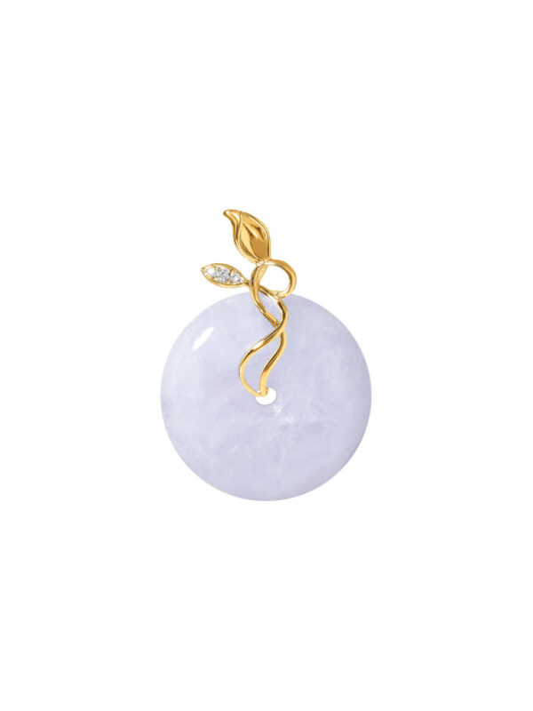 TOMEI Blooming Leaves Jade Pendant, Yellow Gold 750