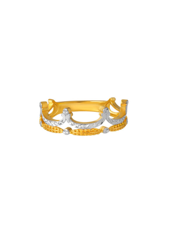 TOMEI Dual-Tone Crown Ring, Yellow Gold 916