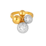 TOMEI Dual-Tone Party Balloon Ring, Yellow Gold 916