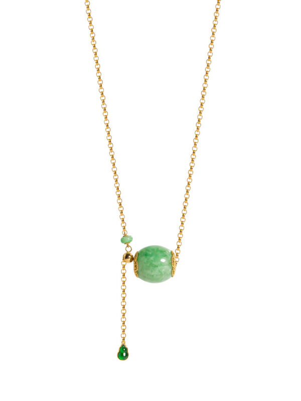 TOMEI Auspicious Barrel Jade Necklace, Yellow Gold 750