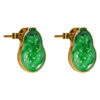 TOMEI Engraved Hulu Jade Earrings, Yellow Gold 750