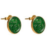 TOMEI Engraved Fu-Zi Jade Earrings, Yellow Gold 750