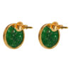 TOMEI Engraved Fu-Zi Jade Earrings, Yellow Gold 750