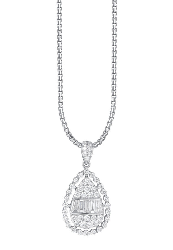 TOMEI Diamond Pendant, White Gold 750