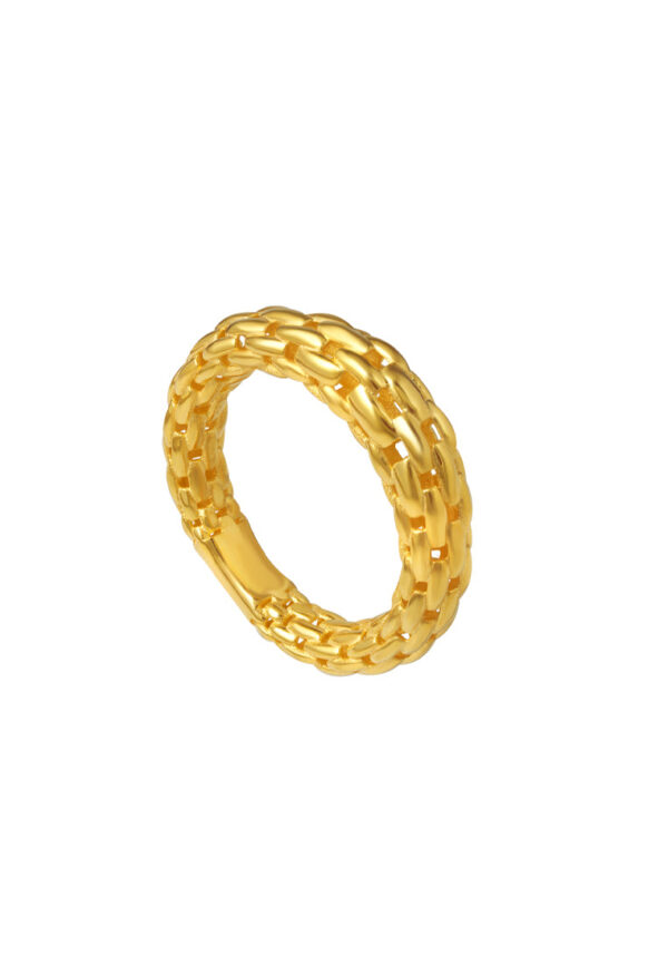 TOMEI Lusso Italia Layered Chain Ring, Yellow Gold 916