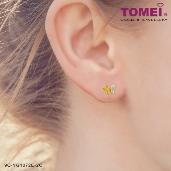 TOMEI Dual-Tone Lovingly Sweet Butterfly Earrings | Tomei Yellow Gold 916
