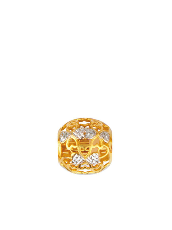 TOMEI Clover of Heart Mosaic Charm, Yellow Gold 916