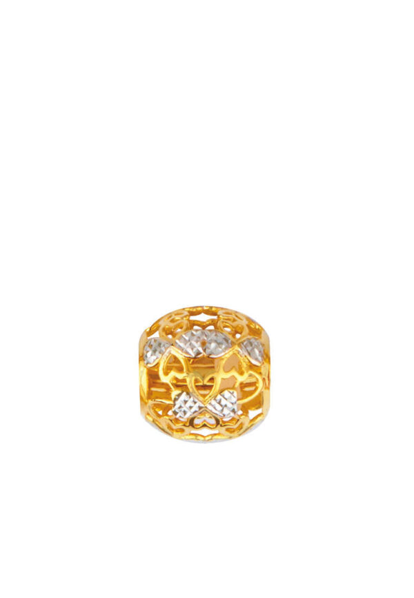 TOMEI Clover of Heart Mosaic Charm, Yellow Gold 916