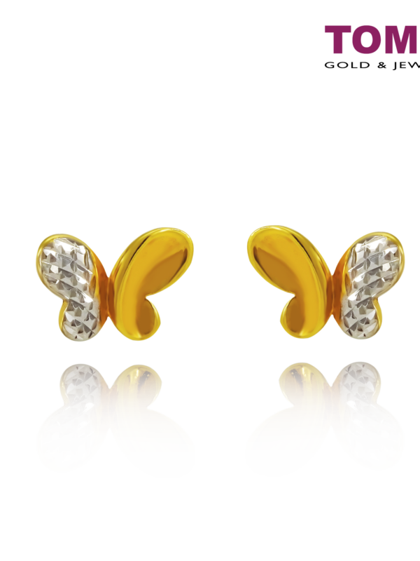 TOMEI Dual-Tone Lovingly Sweet Butterfly Earrings | Tomei Yellow Gold 916