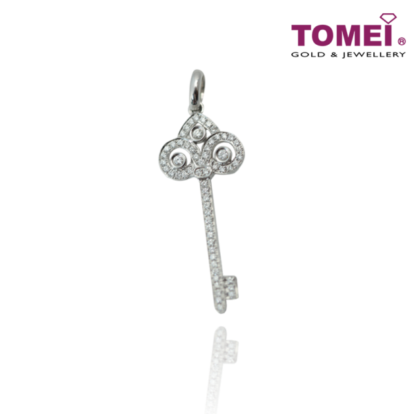 TOMEI Diamond Key Pendant, White Gold 750 (18K)  (P4251)