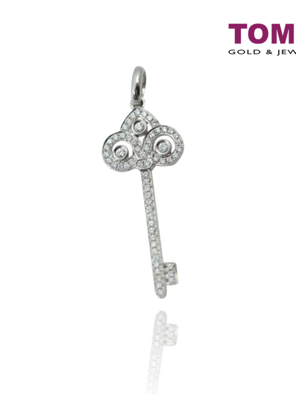 TOMEI Diamond Key Pendant, White Gold 750 (18K)  (P4251)
