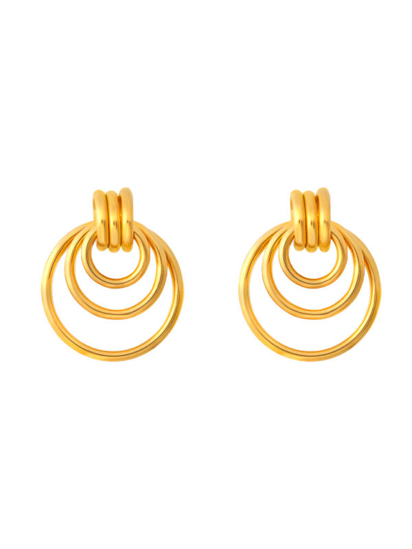 TOMEI Lusso Italia Triple Circle Earrings, Yellow Gold 916