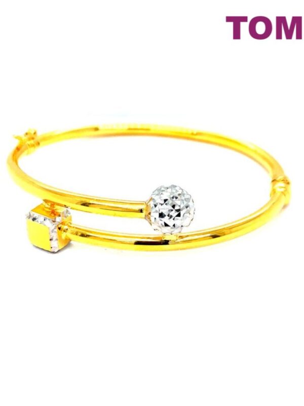 TOMEI Dual-Tone Ball & Cube Bangle, Yellow Gold 916