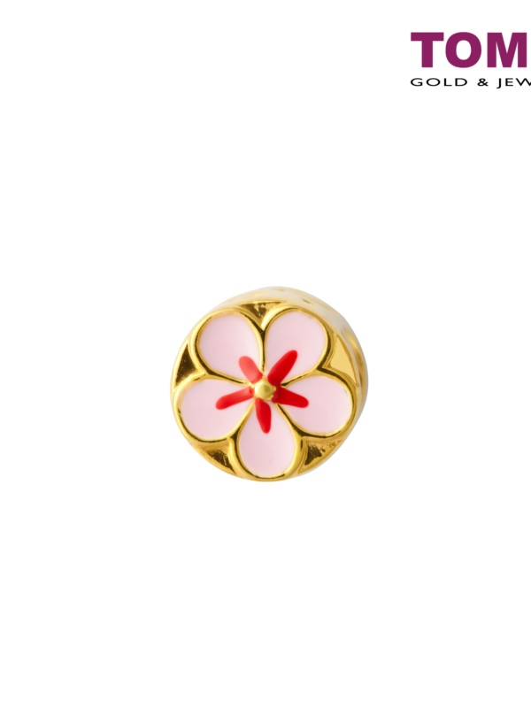 Rosy Kissy Flower Charm | Tomei Yellow Gold 916 (22K)