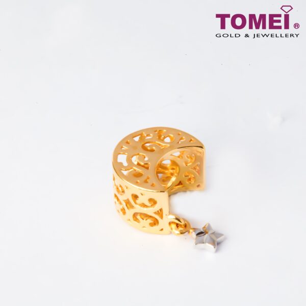 TOMEI Magical Moon & Wishing Star Charm, Yellow Gold 916