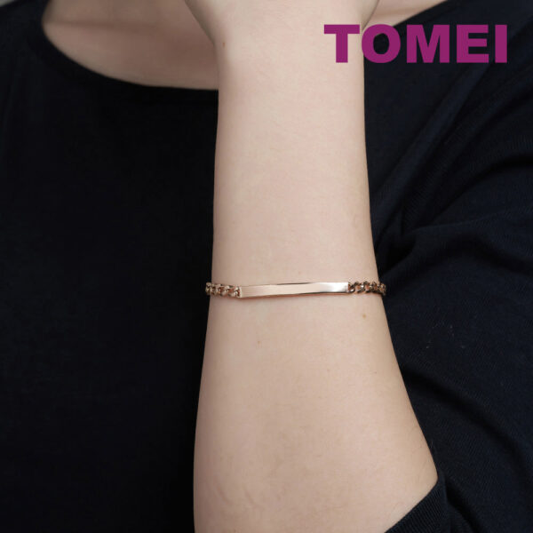TOMEI Long Bar Cable Bracelet, Rose Gold 585
