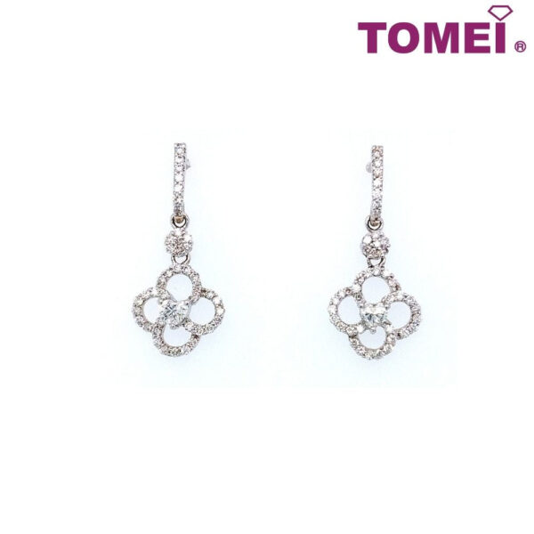 TOMEI Coruscant Clover-esque Duo Earrings, Diamond White Gold 750 (E503)