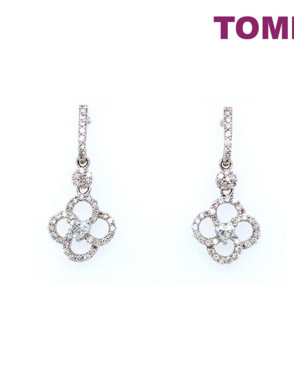 TOMEI Coruscant Clover-esque Duo Earrings, Diamond White Gold 750 (E503)