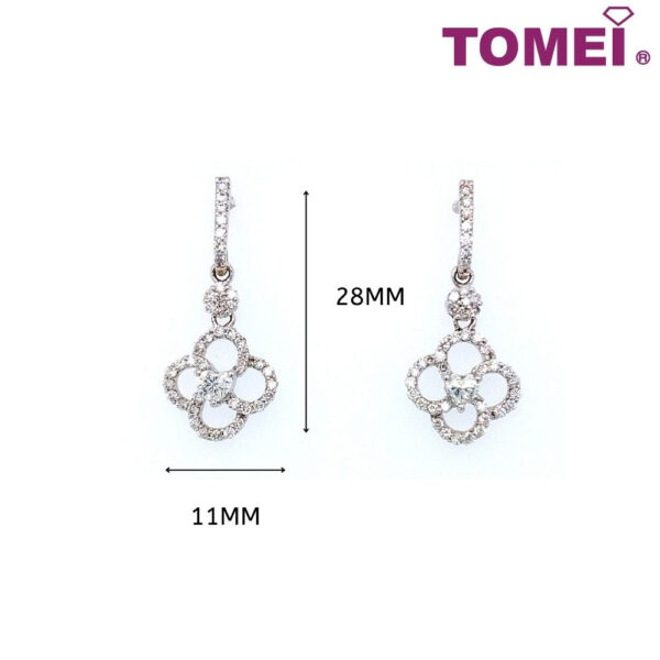 TOMEI Coruscant Clover-esque Duo Earrings, Diamond White Gold 750 (E503)